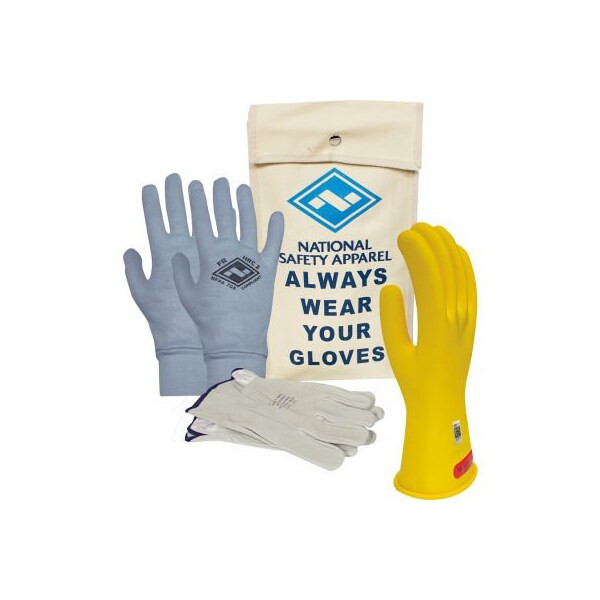 ArcGuard Class 0 ArcGuard Rubber Voltage Glove Premium Kit, Yellow, Size 10, KITGC0Y10AG